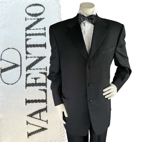 VALENTINO UOMO Tuxedo Men’s Formal Double Breasted Suit Pants Set Wool 42R 34x29 - Picture 1 of 16